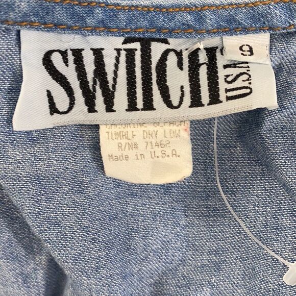 Vintage 90s Denim Fit and Flare Long Sleeve Dress - Picture 4 of 5